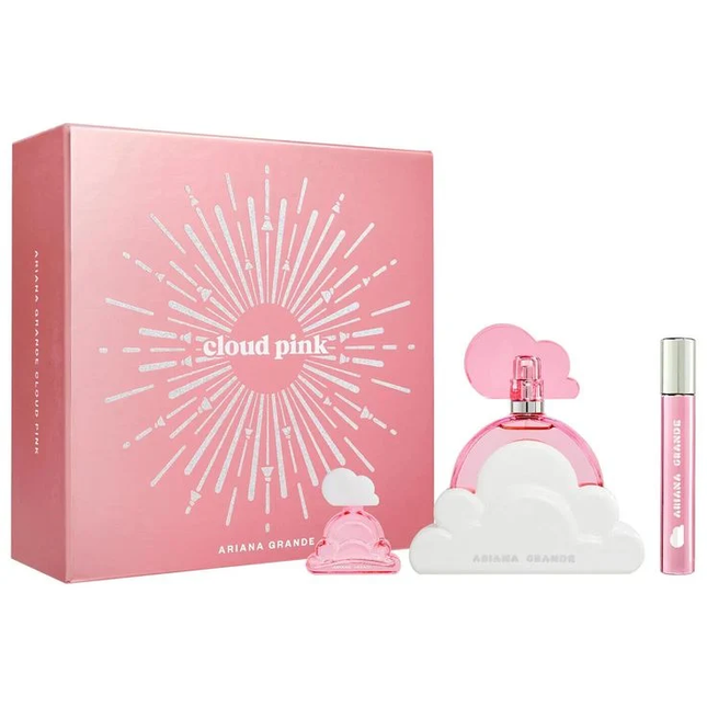 Ariana Grande Cloud Pink 3PC Gift Set for Women [3.4oz Eau de Parfum Spray, 0.33oz Parfum Spray Pen, 0.25oz Mini Eau de Parfum]