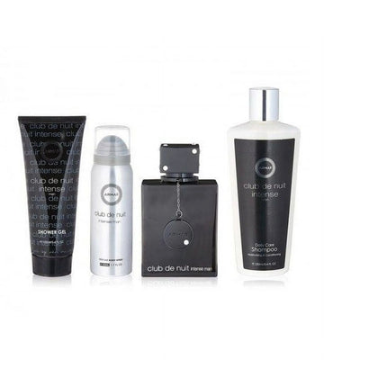 Armaf Club de Nuit Intense Man 4PC Gift Set for Men [3.6oz Eau de Toilette Spray, 1.7oz Perfume Body Spray, 3.4oz Shower Gel, 8.4oz Shampoo]