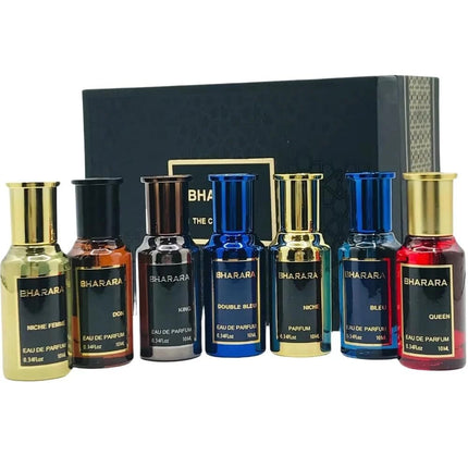 Bharara The Collection 7PC Gift Set for Unisex [10ml Niche Femme EDP, 10ml Don EDP, 10ml King EDP, 10ml Double Bleu EDP, 10ml Niche Parfum, 10ml Bleu EDP, 10ml Queen EDP]