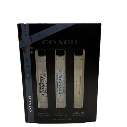 Coach New York 3PC Mini Gift Set for Men [0.33oz For Men Eau de Toilette, 0.33oz Blue Eau de Toilette, 0.33oz For Men Eau de Parfum]