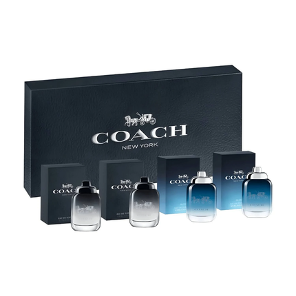 Coach New York 4PC Mini Gift Set for Men [2x0.15oz Coach for Men Eau de Toilette, 2x0.15oz Coach Blue Eau de Toilette]