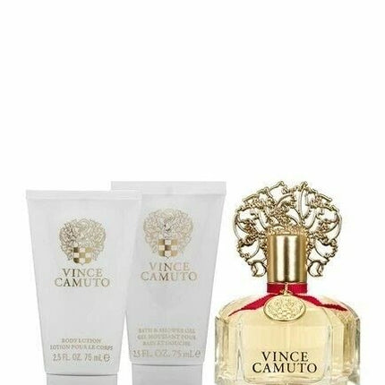Vince Camuto 3PC Gift Set for Women [3.4oz Eau de Parfum Spray, 2.5oz Body Lotion, 2.5oz Bath and Shower Gel]