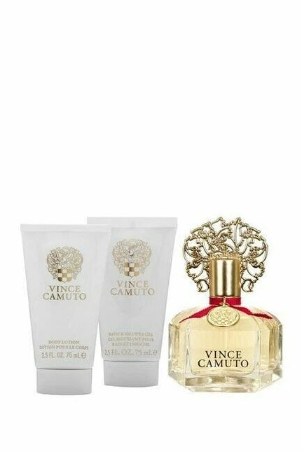 Vince Camuto 3PC Gift Set for Women [3.4oz Eau de Parfum Spray, 2.5oz Body Lotion, 2.5oz Bath and Shower Gel]